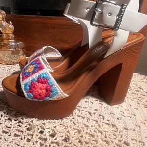 Colorful Crochet Platform Sandals